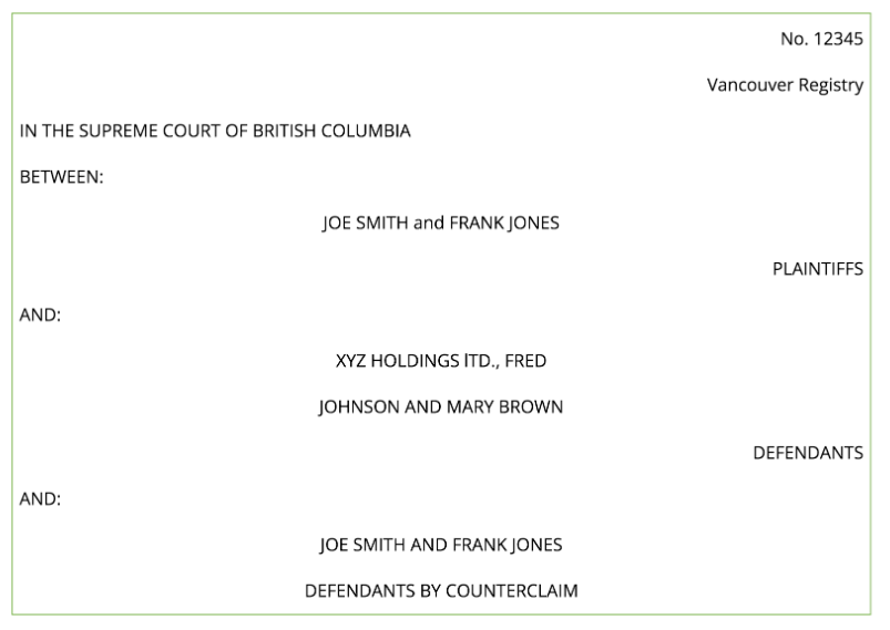 Counterclaim Supreme Court BC